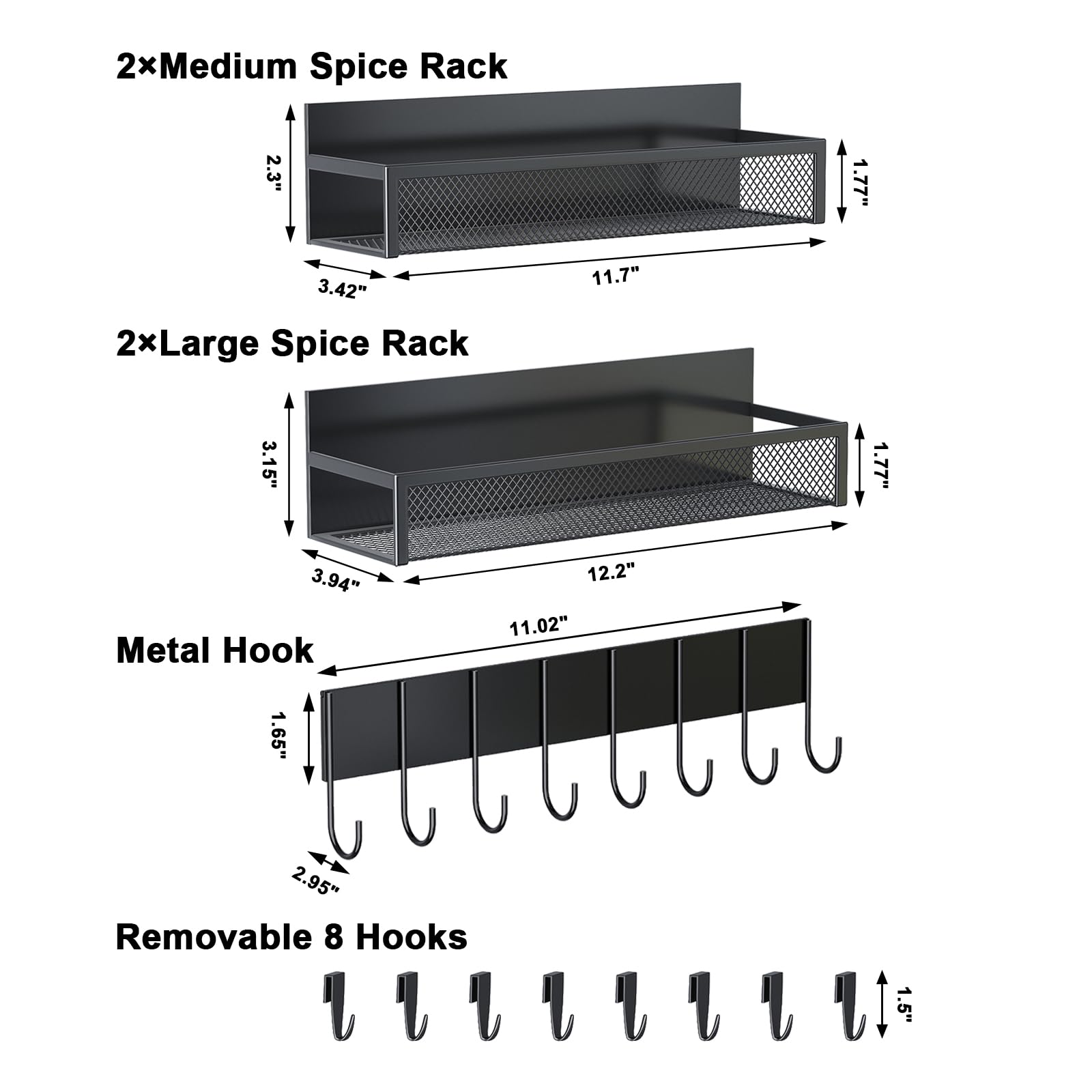 Aufworld eight-hook rack demonstrates versatile kitchen storage on a magnetic surface.
