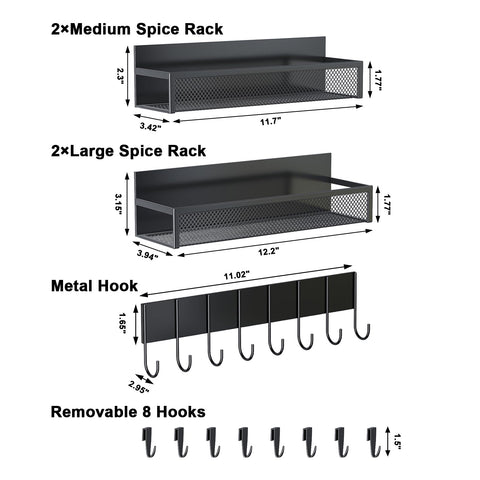 Aufworld eight-hook rack demonstrates versatile kitchen storage on a magnetic surface.