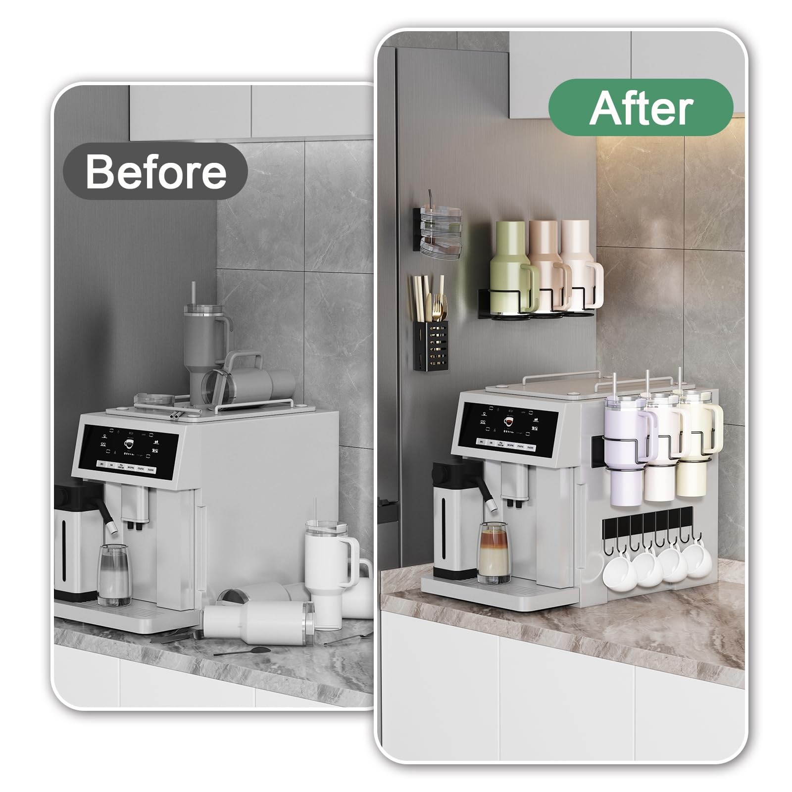 Aufworld magnetic lid and straw organizer stores lids and straws neatly.