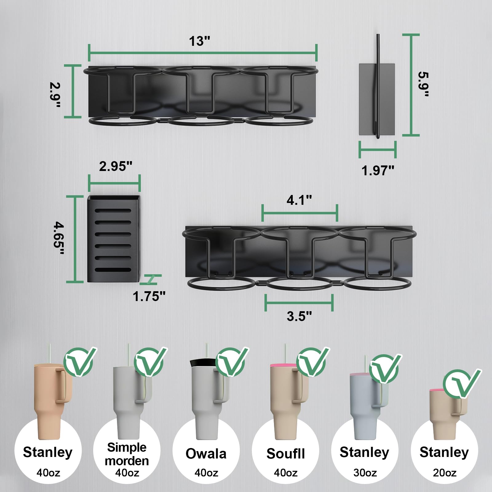 Aufworld Stanley tumbler organizer for 30 oz cups keeps them steady in the rack.