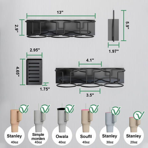 Aufworld Stanley tumbler organizer for 30 oz cups keeps them steady in the rack.