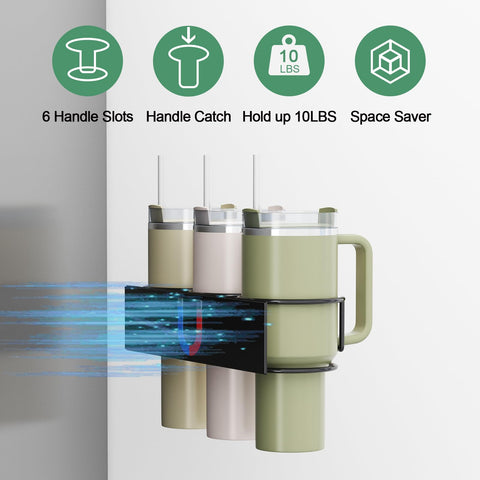 Aufworld tumbler organizer with 8-hook rack helps declutter kitchen and workspace.