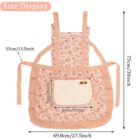 AUGSUN blue floral apron showing adjustable neck strap for a comfortable fit.
