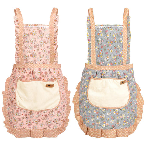 AUGSUN pink floral apron with a roomy pocket for easy meal prep.