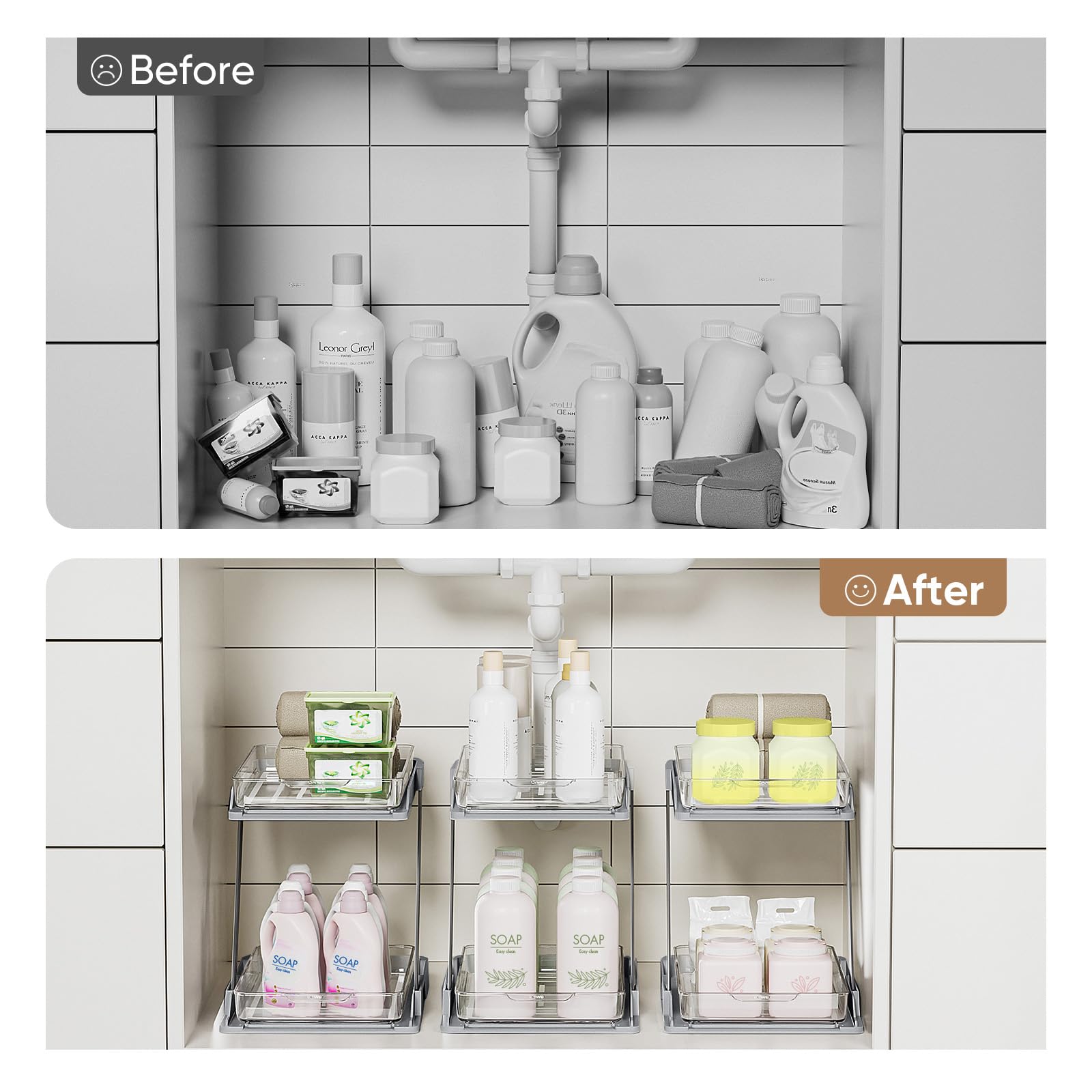 AUGBEAN per-unit dimensions fit tight spaces under sinks and vanities.