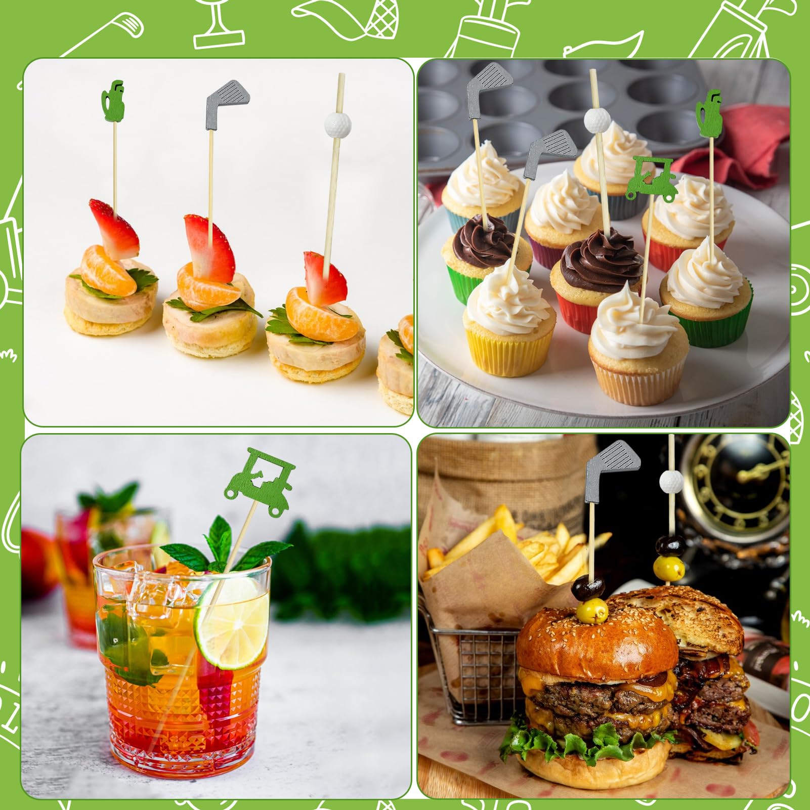 Augoog decorative food picks brighten sandwiches, fruits and desserts
