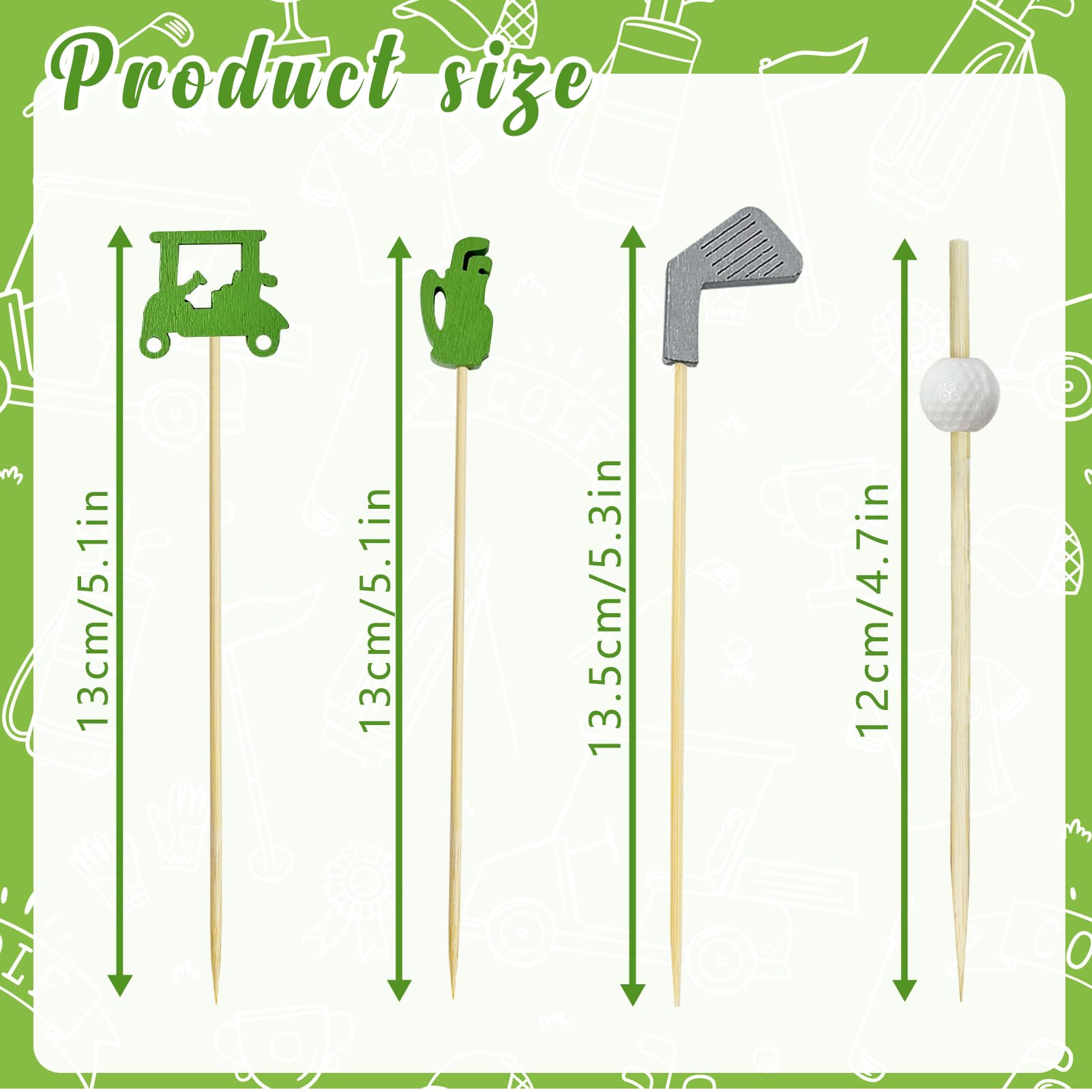 Augoog wooden golf-head cocktail picks with smooth grip for easy use