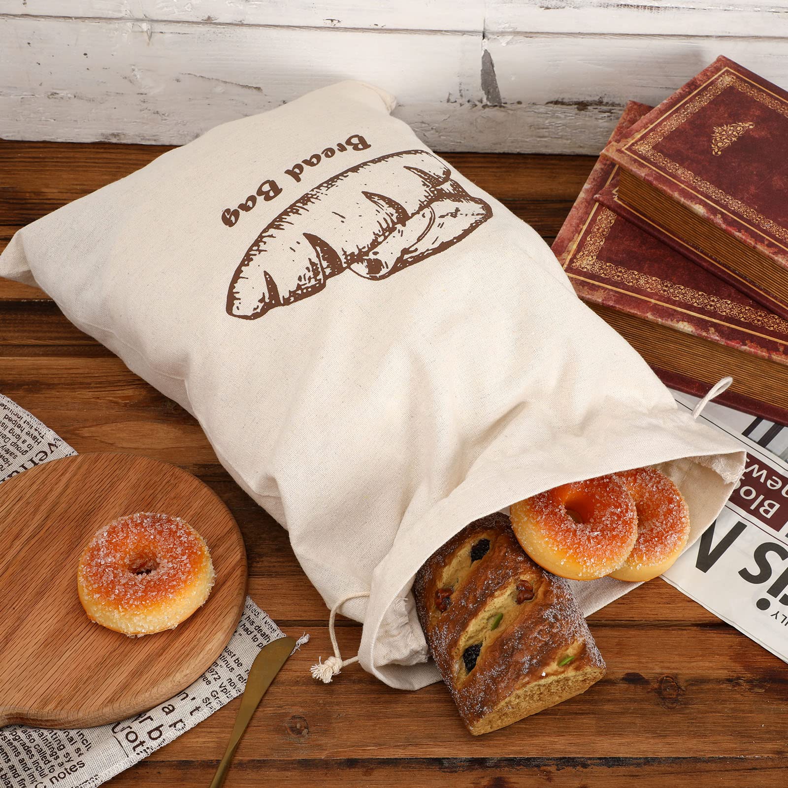 Augshy linen bread bag 4-pcs set ideal for multiple loaves