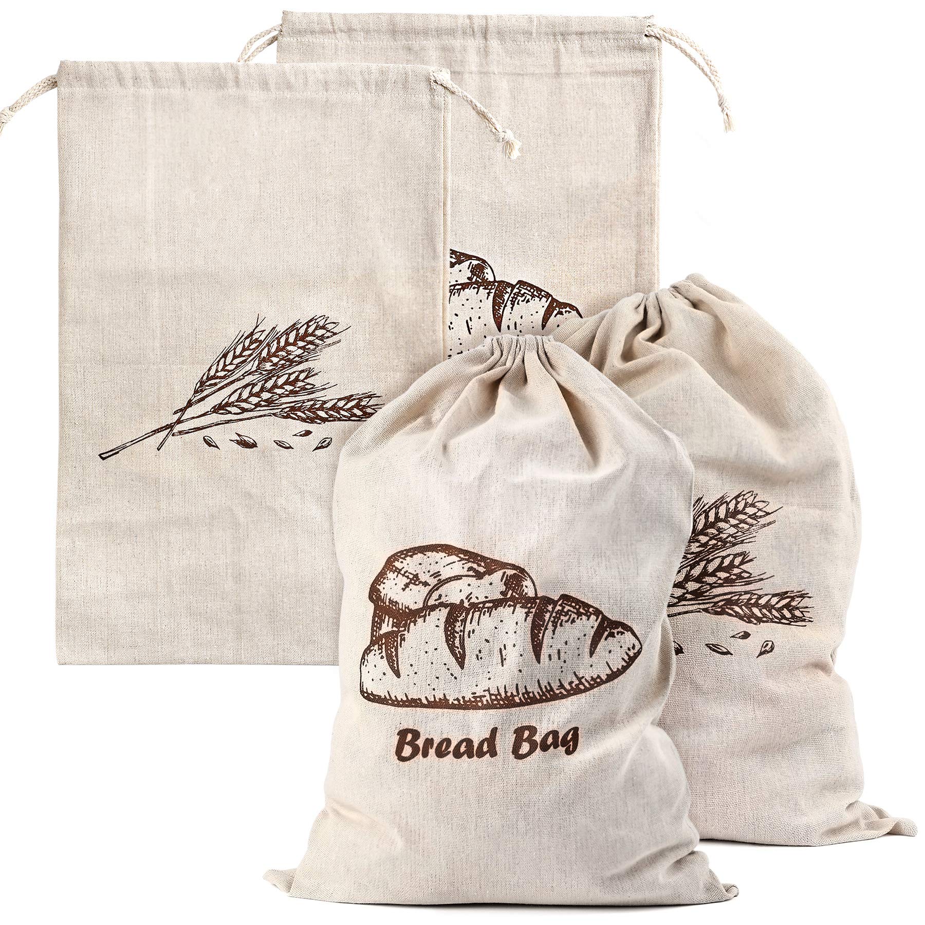 Augshy linen bread bag open top for easy daily bread storage