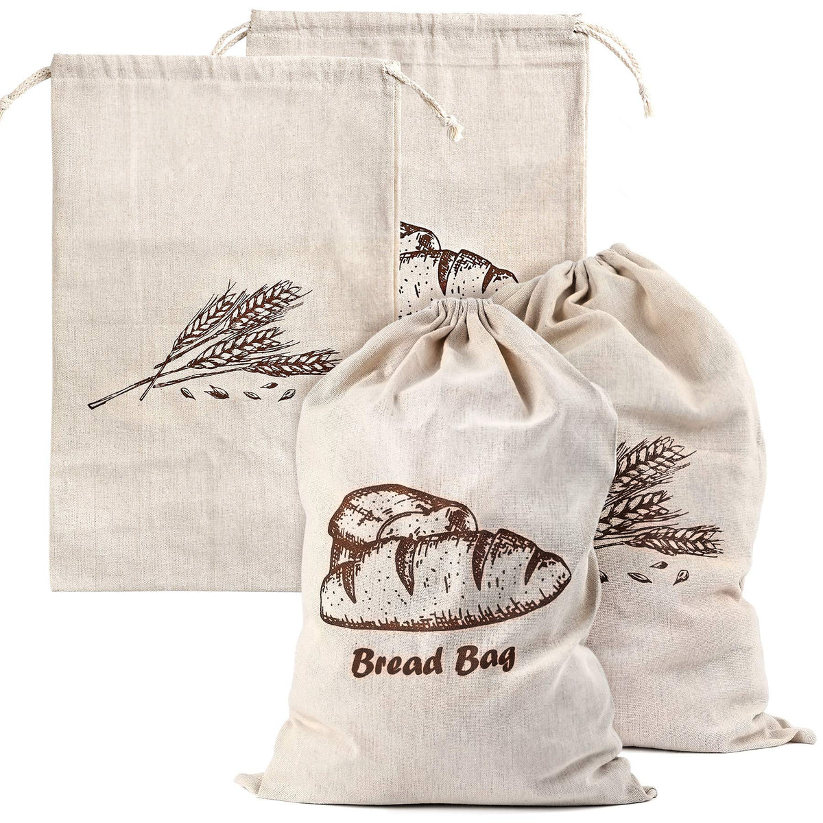 Augshy linen bread bag open top for easy daily bread storage