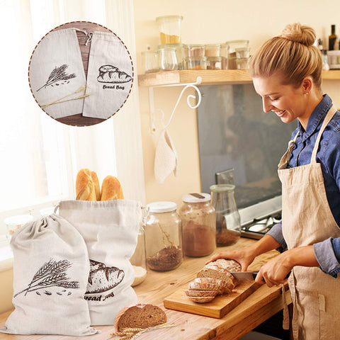Augshy linen bread bag reusable and plastic free kitchen storage