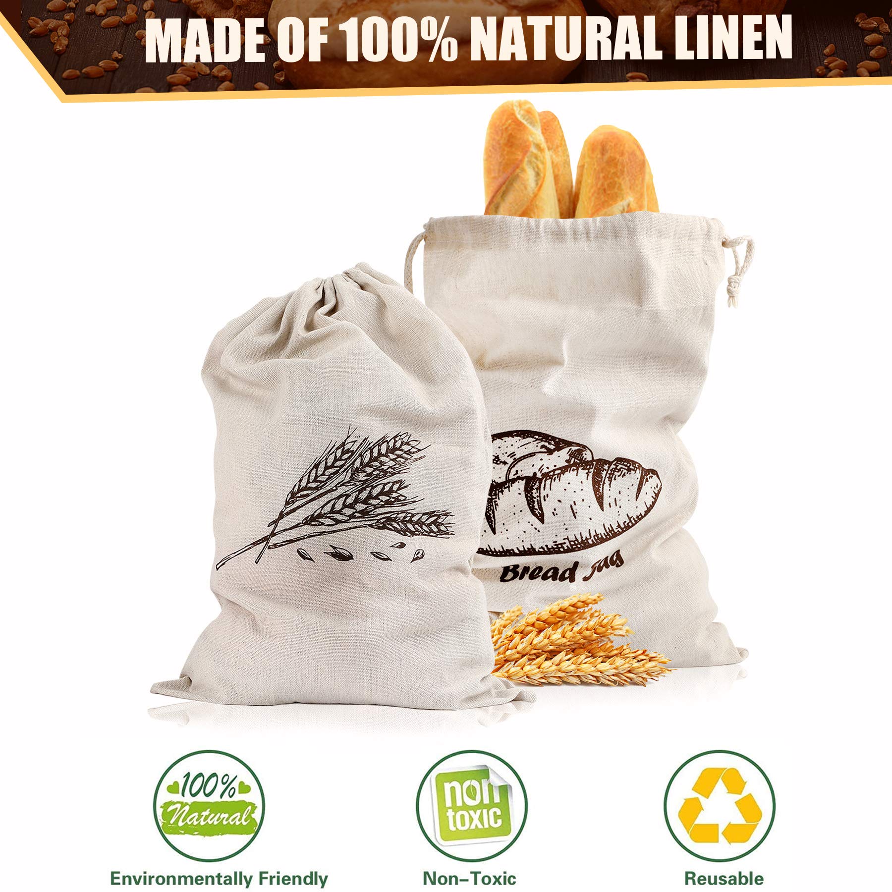 Augshy linen bread bag wax paper inside preserves hydration and crust