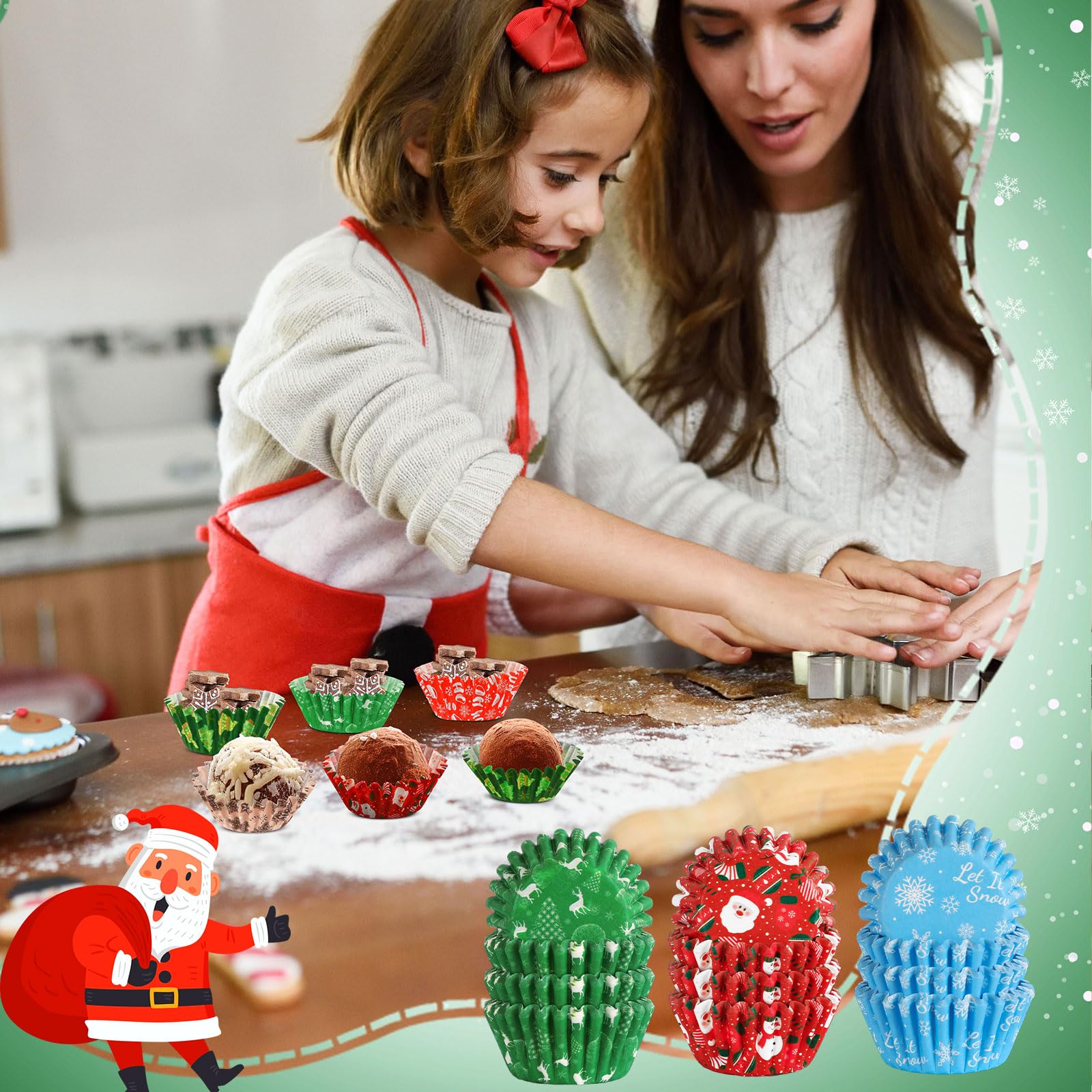 Augsun Christmas tree design liners elevate cupcake presentation and festive treats.