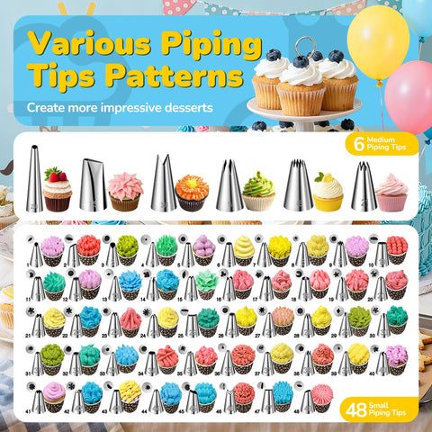 AUKOW interchangeable piping tips collection for versatile designs