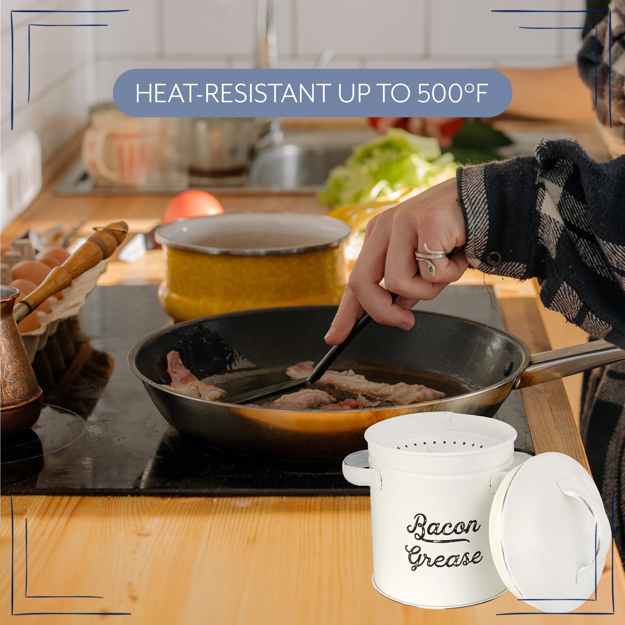 AuldHome grease container with 3.25-cup capacity for daily use