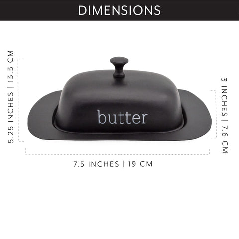 AuldHome Design enamelware black butter dish wide body for European butter blocks