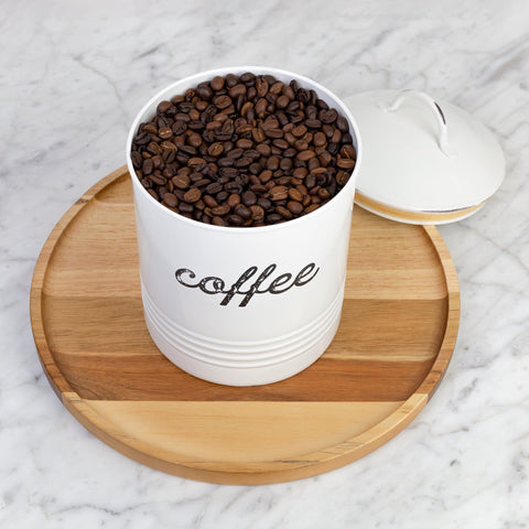 AuldHome Design enamelware canister dimensional view highlighting size