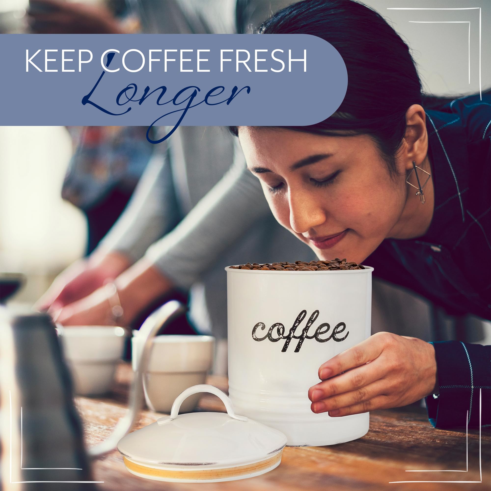 AuldHome Design enamelware canister close-up matte finish and distressed texture