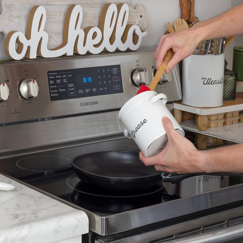 AuldHome Design grease container close-up glaze reveals vintage charm