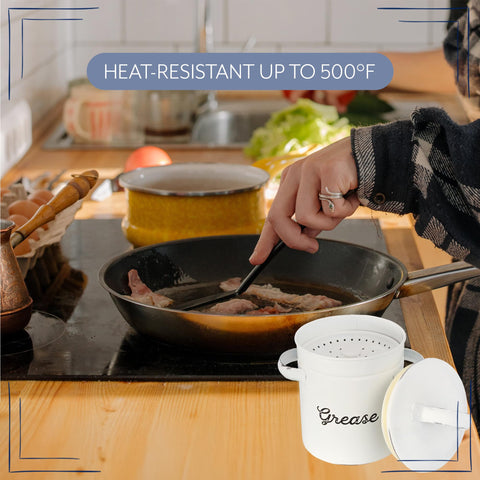 AuldHome Design grease container labeled Grease helps organize drippings