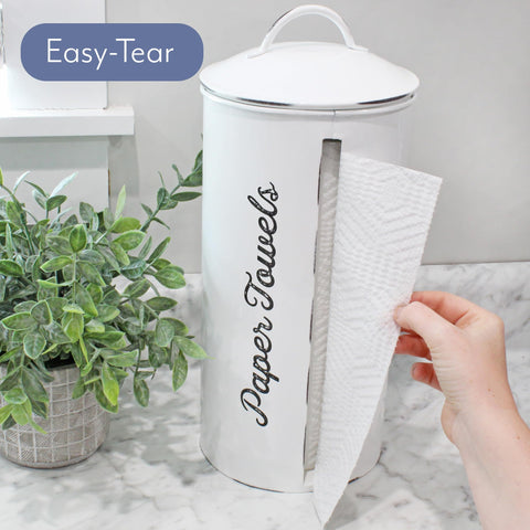 AuldHome Design tall 14.5 inch paper towel holder anchors the counter.