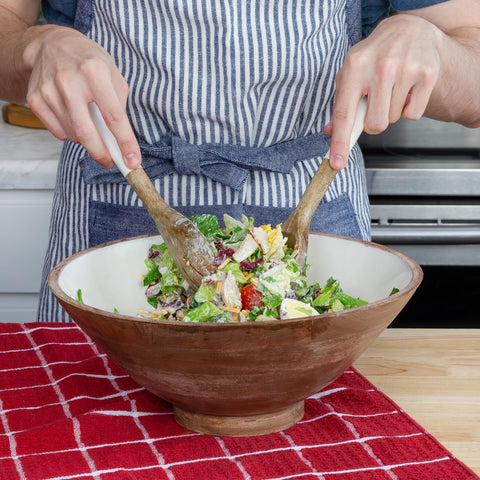 AuldHome Design white-handled utensils pair with the wooden ends.