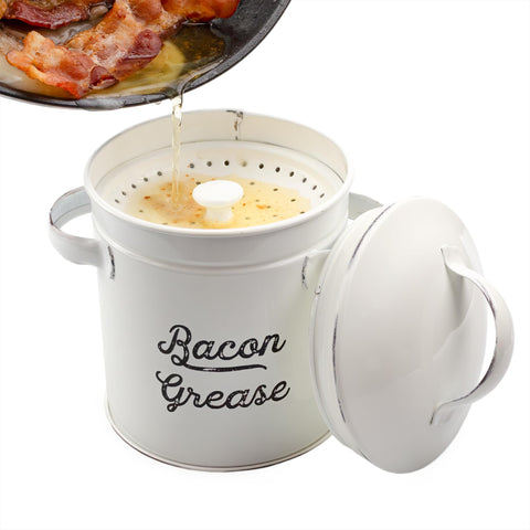 AuldHome grease container with strainer for easy separation of liquids