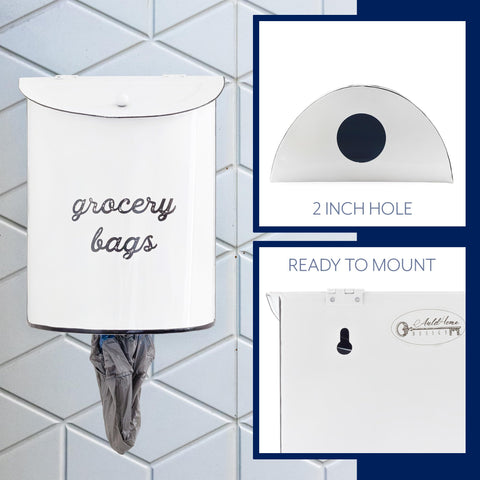 AuldHome multi-function dispenser stores bags or cleaning rags.
