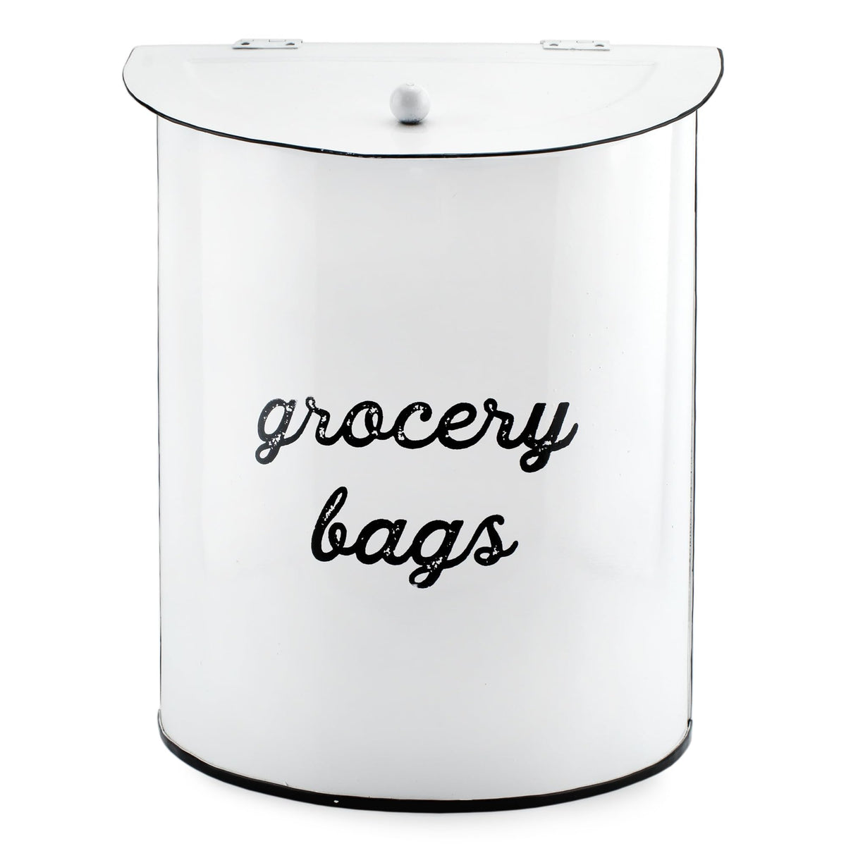 AuldHome Design rustic grocery bag holder in wall-mount style keeps bags organized and accessible.
