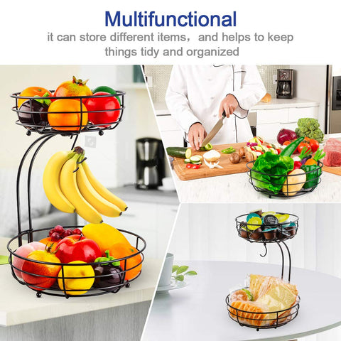 Black finish on Auledio iron basket complements modern kitchen aesthetics.