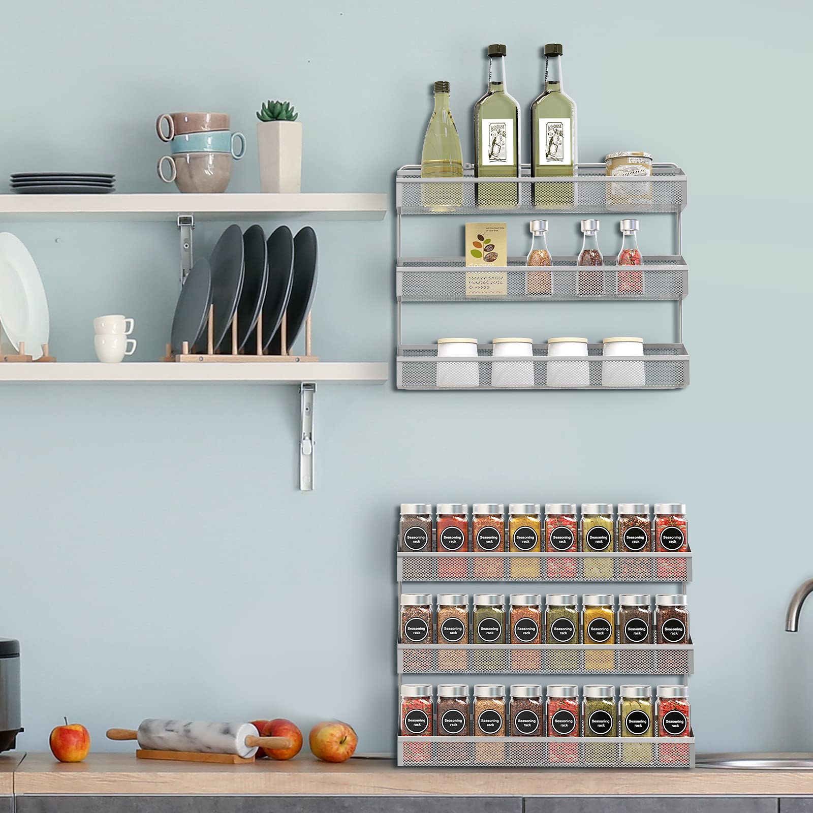 Auledio spice rack with spices neatly organized on the shelves