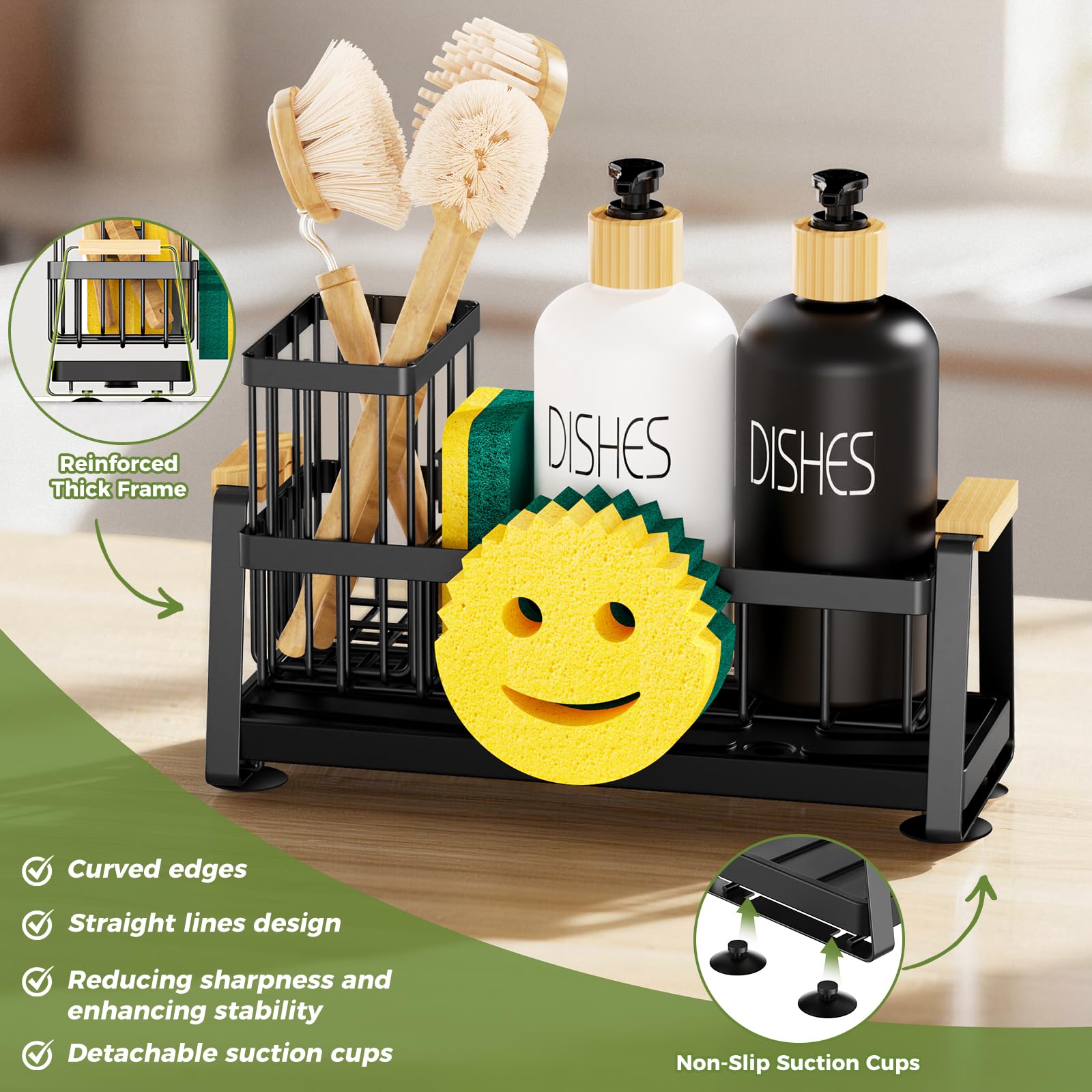 AUMOVAWA smiley sponge slot adds cheerful storage and easy access to sponges.