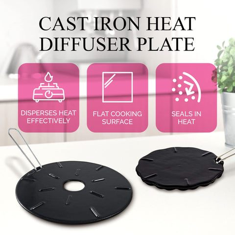 Aunt Shannon's Kitchen diffuser distributes heat evenly to reduce hotspots on cookware.