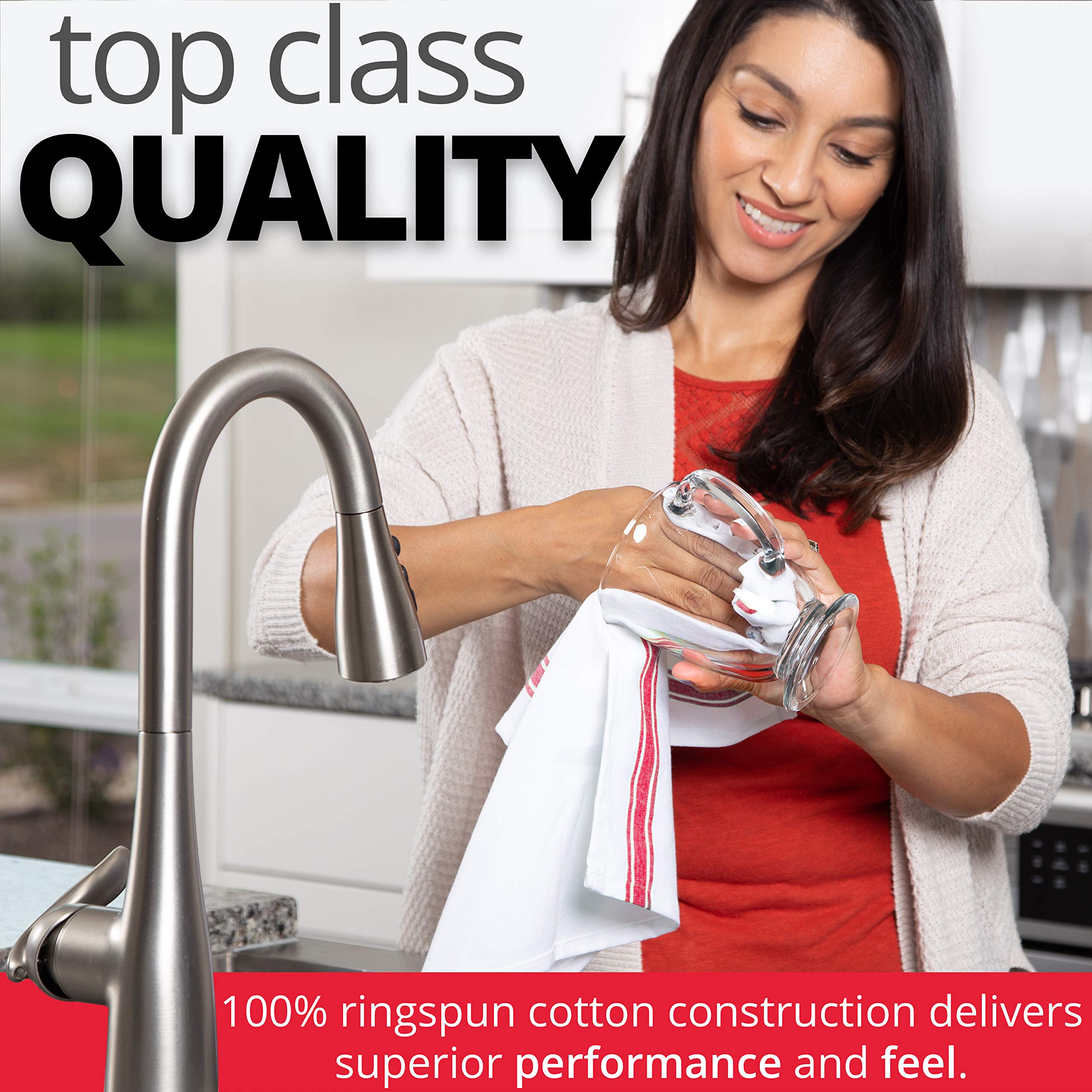 Large towel size of 25.5 by 15.5 inches for drying dishes