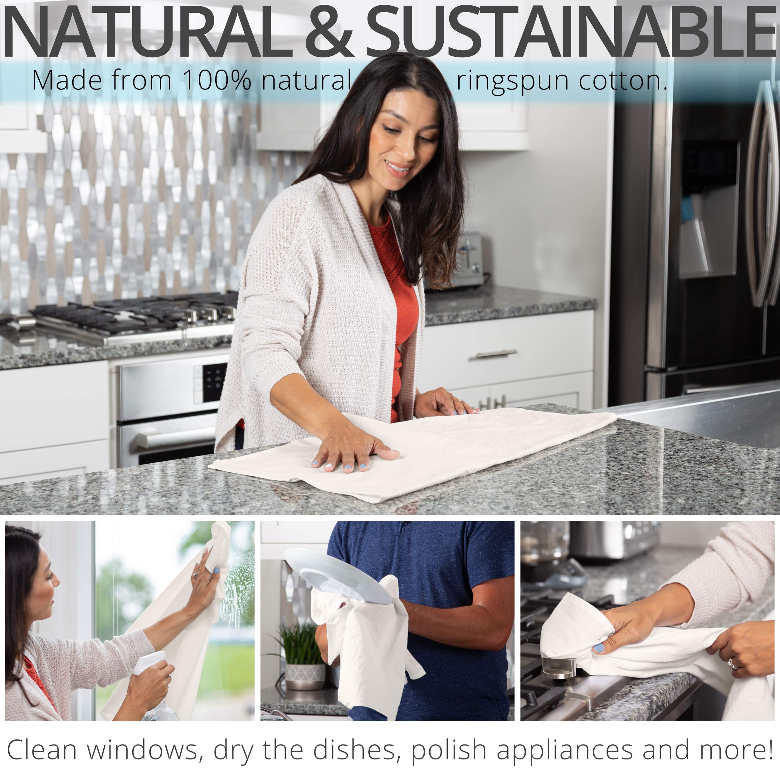 Aunti Em's Kitchen flour sack towel with reinforced hems ideal for heavy use