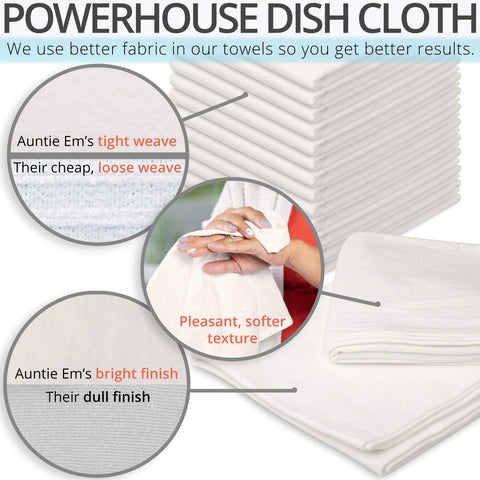 Aunti Em's Kitchen towel with tight weave for quick drying and durable performance