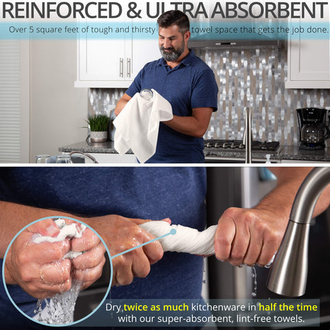 Aunti Em's Kitchen ultra-absorbent towel soaks up spills quickly and cleanly