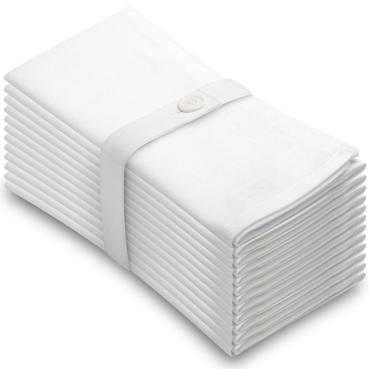 Aunti Em's Kitchen white cotton napkins folded on table for upscale dining