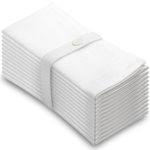 Aunti Em's Kitchen white cotton napkins folded on table for upscale dining