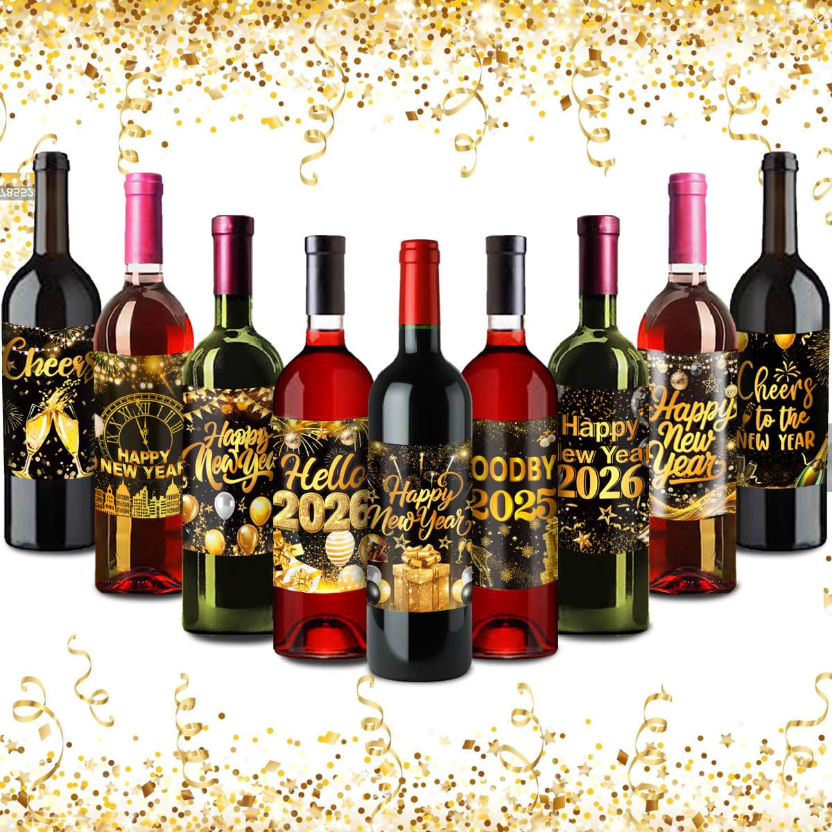 AUOCATTAIL 2026 New Year label set fits wine liquor beer bottles with ease