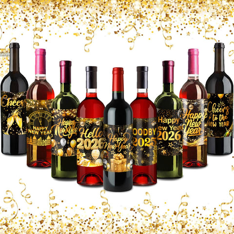 AUOCATTAIL 2026 New Year label set fits wine liquor beer bottles with ease