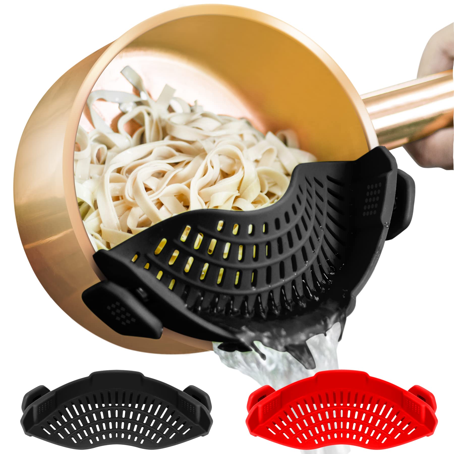 AUOON clip-on strainer drains quickly from pots and pans