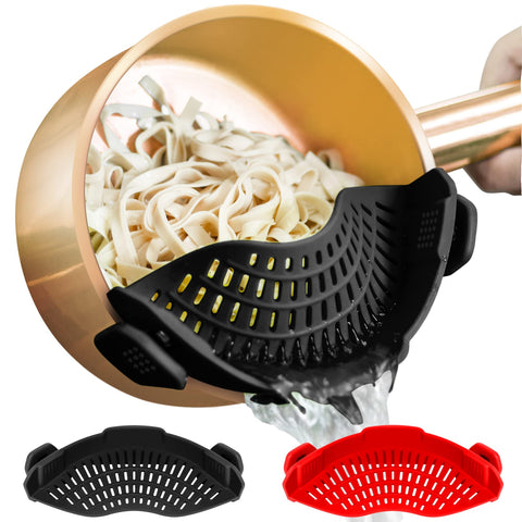 AUOON clip-on strainer drains quickly from pots and pans