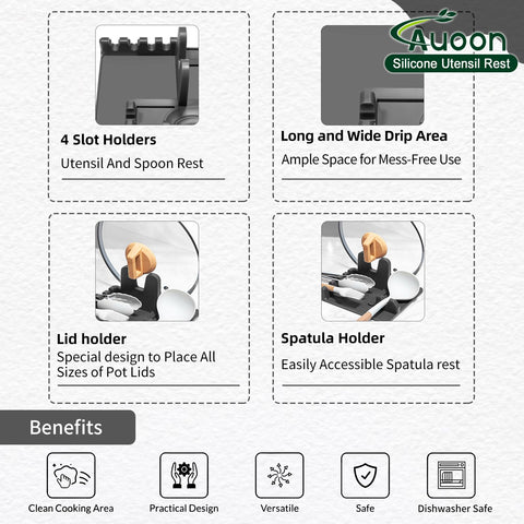 AUOON dishwasher-safe spoon rest simplifies cleaning after cooking tasks.