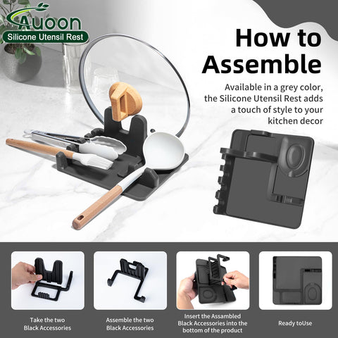 AUOON grey silicone kitchen accessory helps keep counters uncluttered.