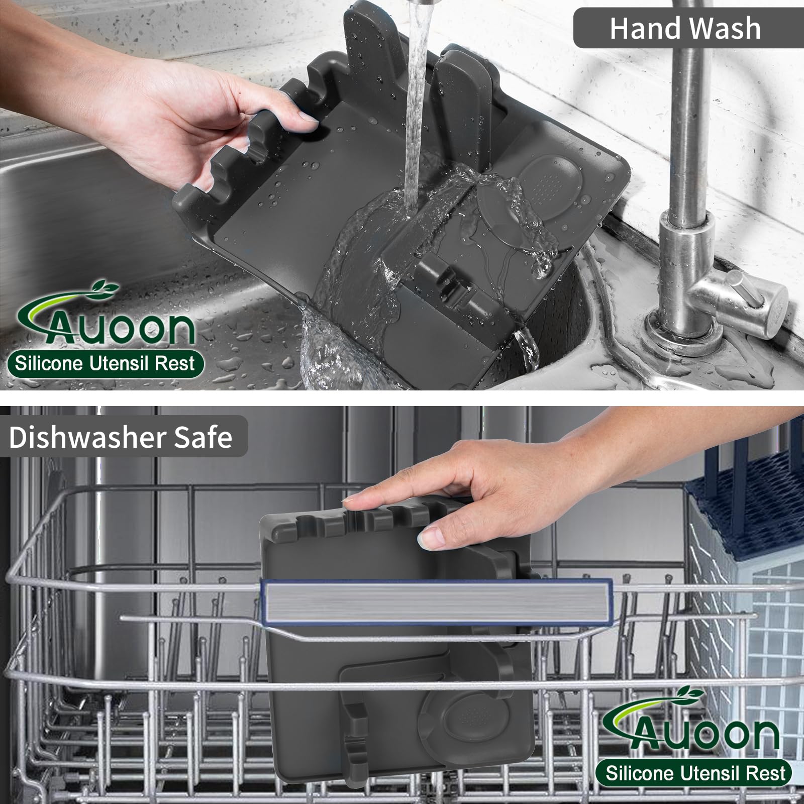 AUOON multi-slot utensil rest holds spoons, spatulas, and brushes neatly.