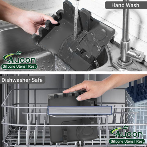 AUOON multi-slot utensil rest holds spoons, spatulas, and brushes neatly.