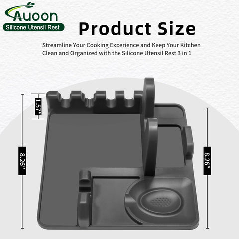 AUOON pot lid holder in silicone keeps lids organized and within reach.