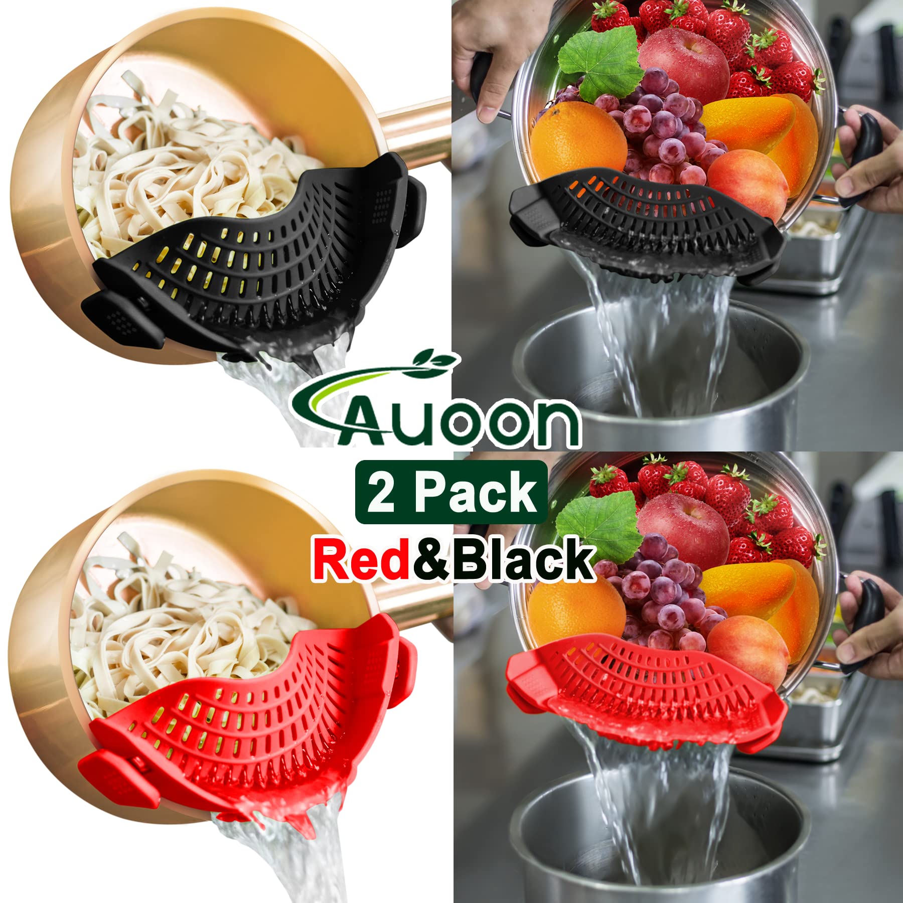 AUOON silicone kitchen colander fits pots for safe draining