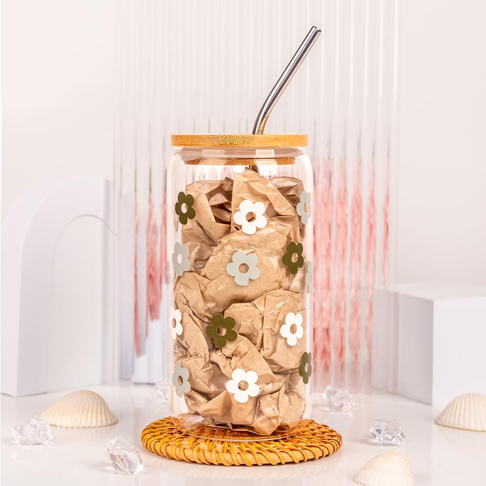AUOVKOCA floral glass coffee cup for stylish morning rituals.